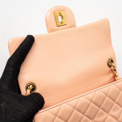 Chanel Pearl Crush Mini Rectangular Flap Bag Lambskin Pink  (Microchip)