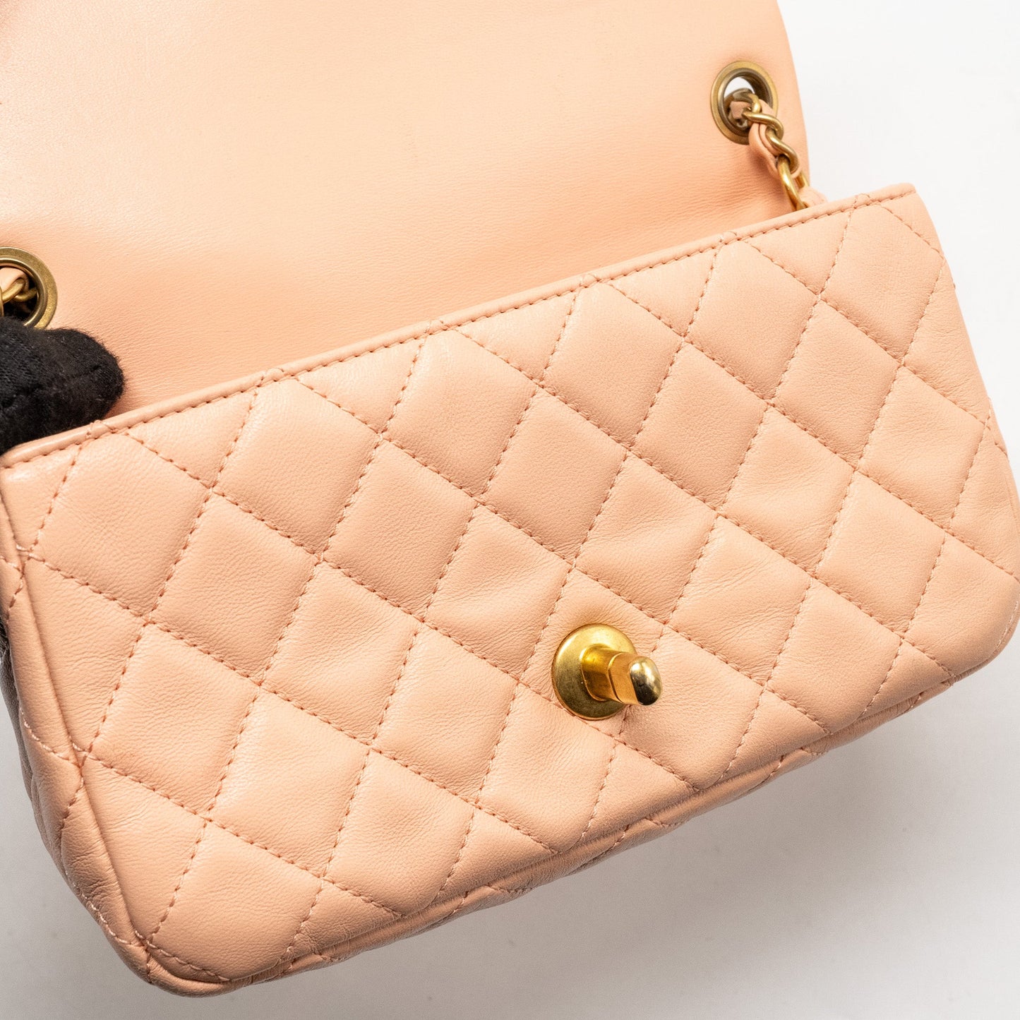 Chanel Pearl Crush Mini Rectangular Flap Bag Lambskin Pink  (Microchip)