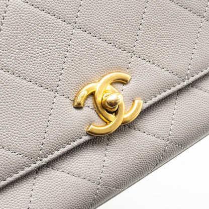Chanel Mini Quilted Flap Bag With Chain Handle Caviar Grey  (microchip)