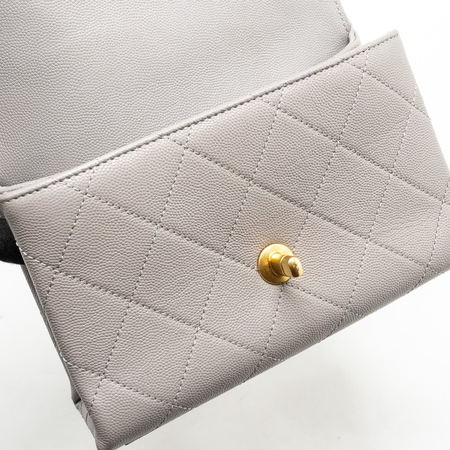 Chanel Mini Quilted Flap Bag With Chain Handle Caviar Grey  (microchip)