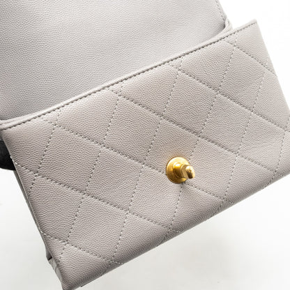 Chanel Mini Quilted Flap Bag With Chain Handle Caviar Grey  (microchip)
