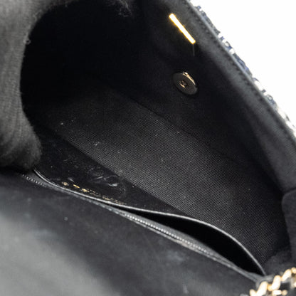 Chanel Mini Flap Bag with Detailed Chain Tweed Black/White L (Microchip)
