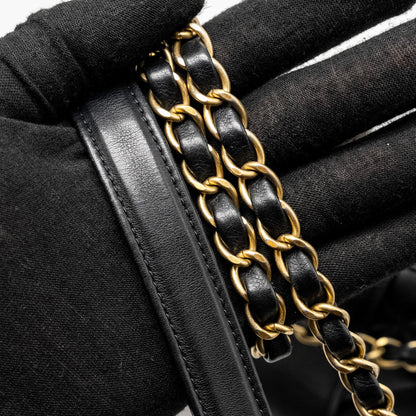 Chanel 19B In The City Top Handle Flap Bag Quilted Chevron Calfskin Black