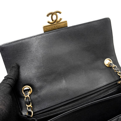 Chanel 19B In The City Top Handle Flap Bag Quilted Chevron Calfskin Black
