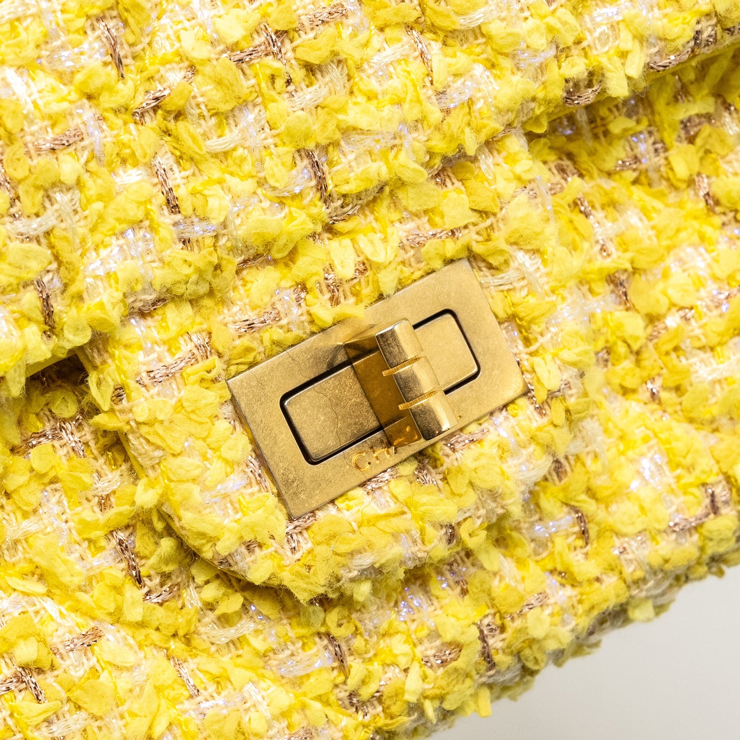 Chanel Mini 2.55 Reissue Flap Bag Tweed Yellow