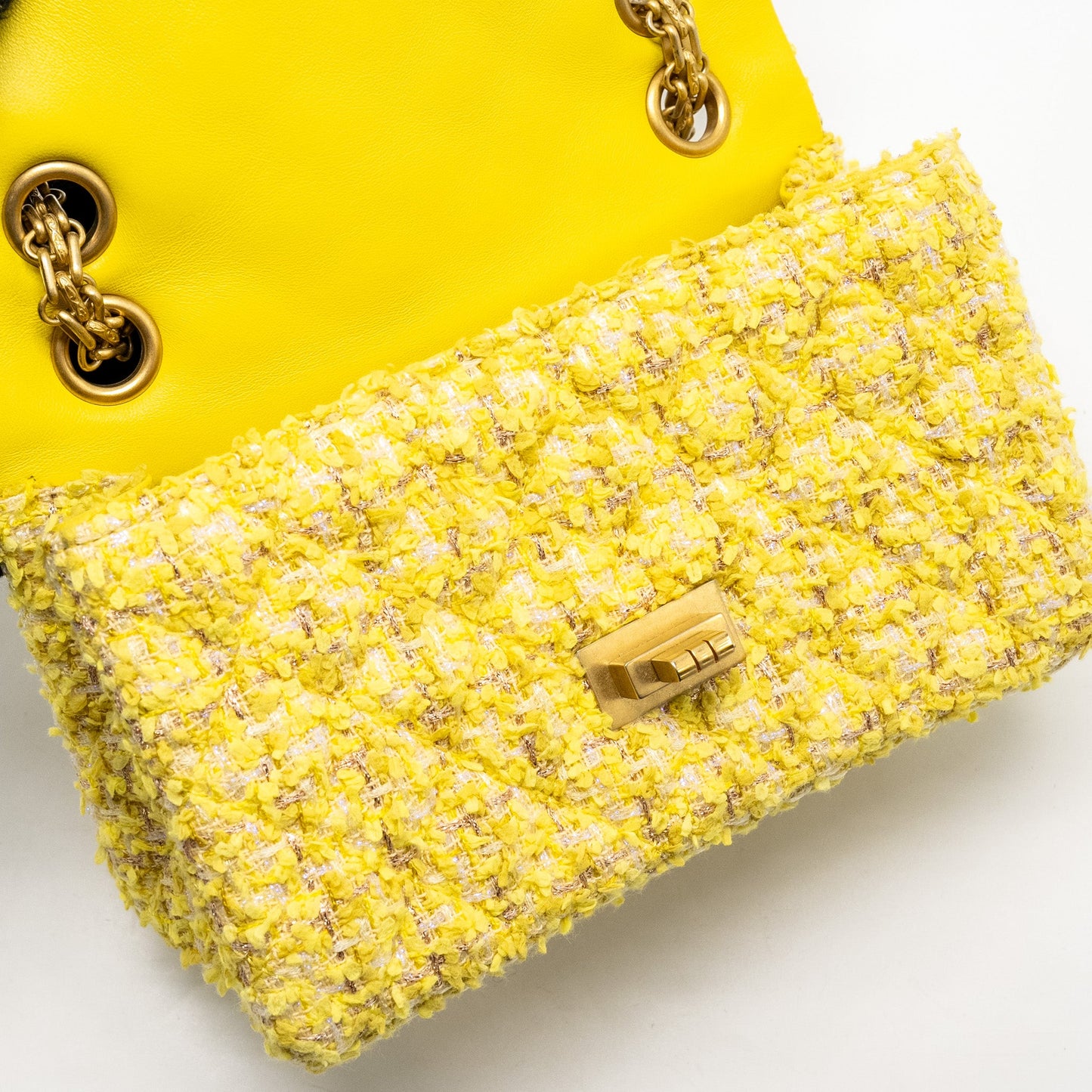 Chanel Mini 2.55 Reissue Flap Bag Tweed Yellow