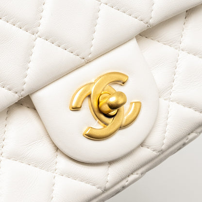 Chanel Pearl Crush Mini Rectangular Flap Bag Lambskin White  (Microchip)
