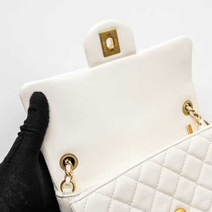 Chanel Pearl Crush Mini Rectangular Flap Bag Lambskin White  (Microchip)
