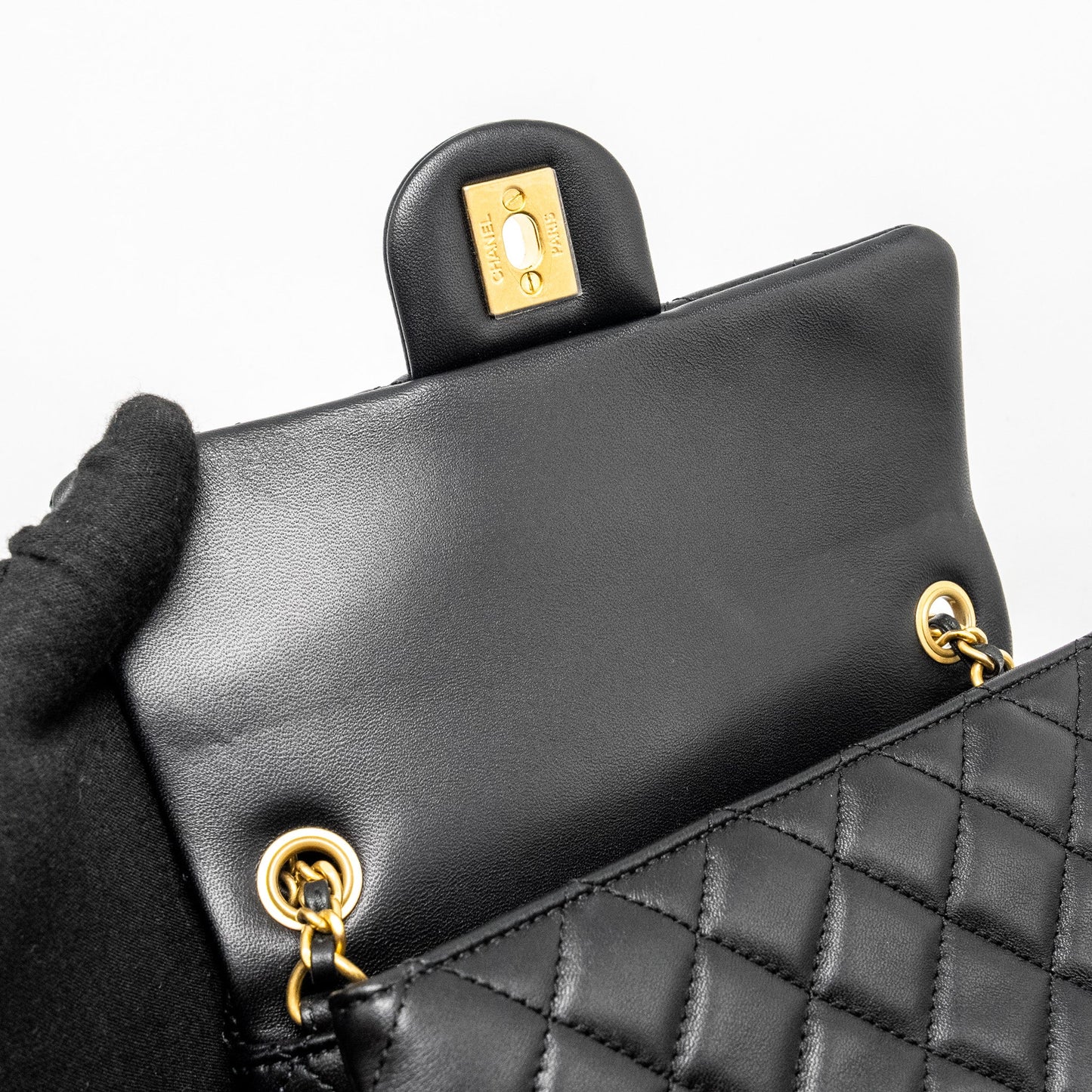 Chanel Pearl Crush Mini Rectangular Flap Bag Lambskin Black  (Microchip)