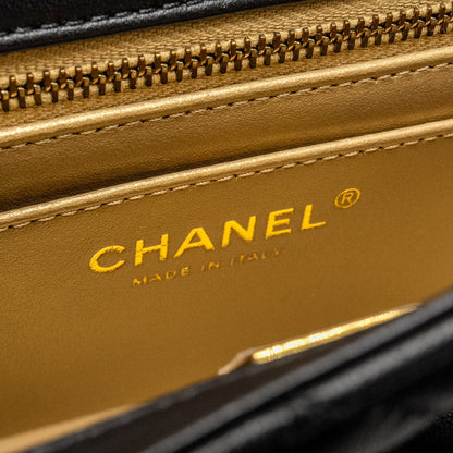Chanel Pearl Crush Mini Rectangular Flap Bag Lambskin Black  (Microchip)