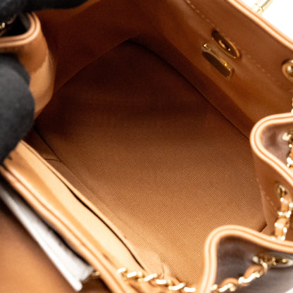 Chanel 24p Mini Duma Backpack Calfskin Caramel L(microchip)
