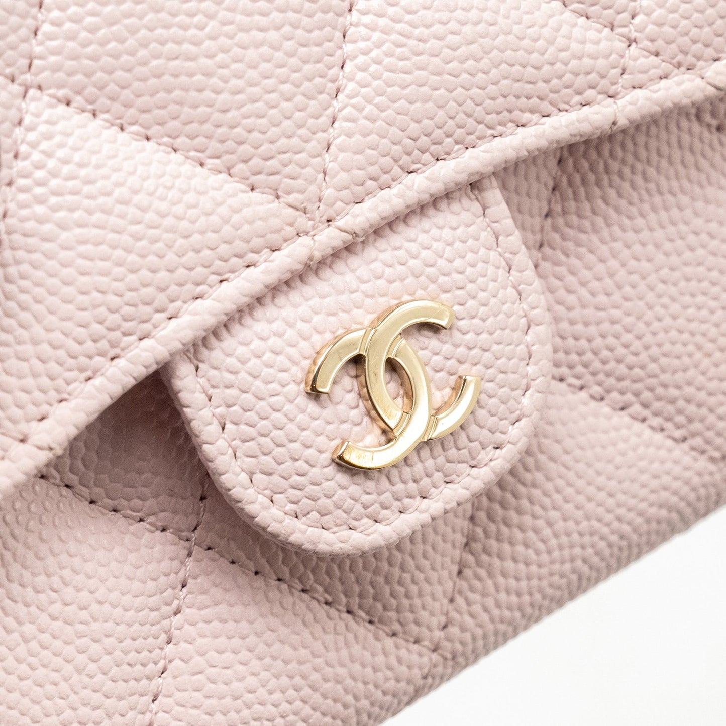 Chanel Mini Card Holder with Chain Caviar Pink