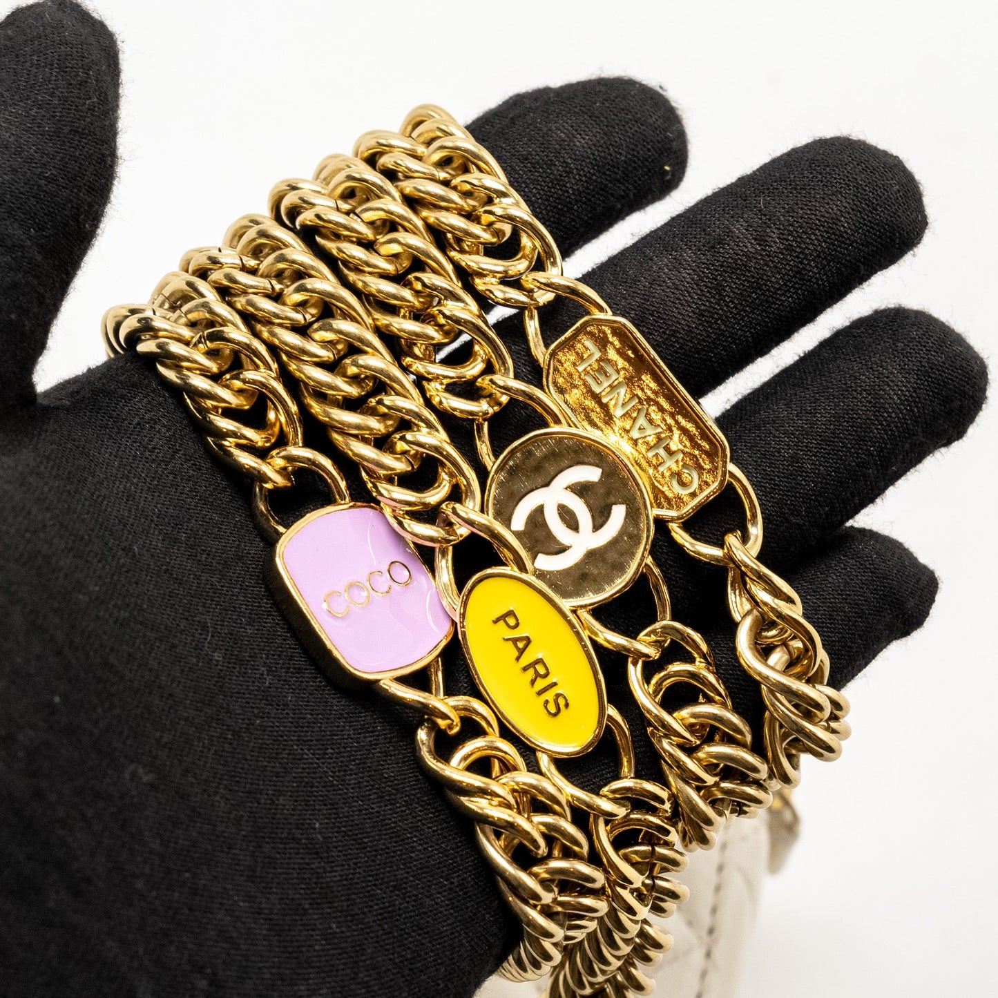 Chanel Letter/ CC Logo Chain Long Vanity Case Lambskin White  (Microchip)