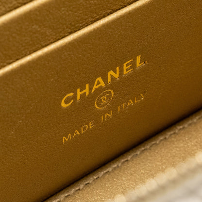 Chanel Letter/ CC Logo Chain Long Vanity Case Lambskin White  (Microchip)