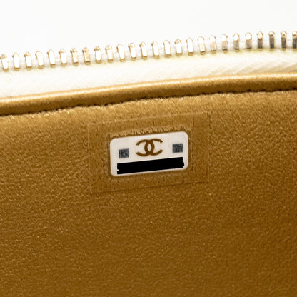 Chanel Letter/ CC Logo Chain Long Vanity Case Lambskin White  (Microchip)