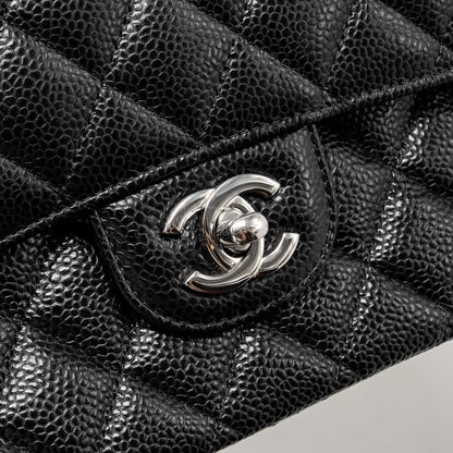 Chanel Medium Classic Double Flap Bag Caviar Black  (Microchip)