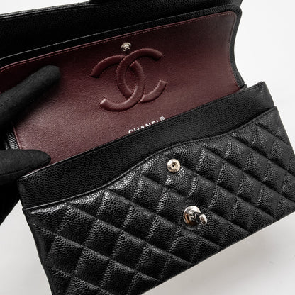 Chanel Medium Classic Double Flap Bag Caviar Black  (Microchip)