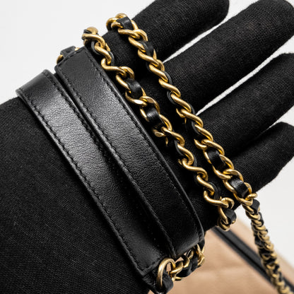 Chanel Mini Filigree Vanity Clutch Caviar Beige / Black