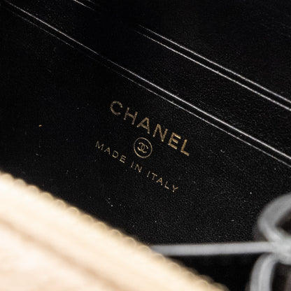 Chanel Mini Filigree Vanity Clutch Caviar Beige / Black