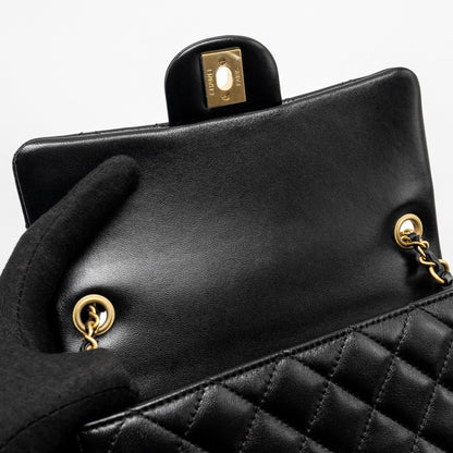 Chanel 24K Pearl Crush Mini Rectangular Flap Bag Shiny Lambskin Black  (Microchip)