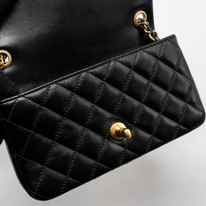 Chanel 24K Pearl Crush Mini Rectangular Flap Bag Shiny Lambskin Black  (Microchip)