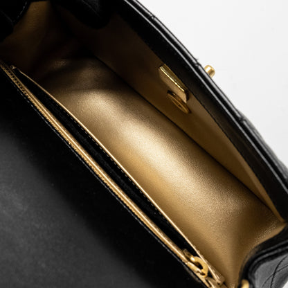 Chanel 24K Pearl Crush Mini Rectangular Flap Bag Shiny Lambskin Black  (Microchip)