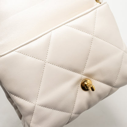 Chanel 22B Chain Cushion Flap Bag Lambskin White  (Microchip)