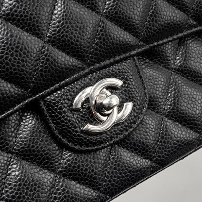 Chanel Medium Classic Double Flap Bag Caviar Black  (microchip)