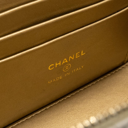 Chanel Pearl Crush Long Vanity Case Lambskin White  (Microchip)