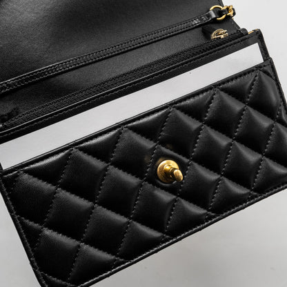 Chanel Pearl Crush Wallet on Chain Lambskin Black  (Microchip)