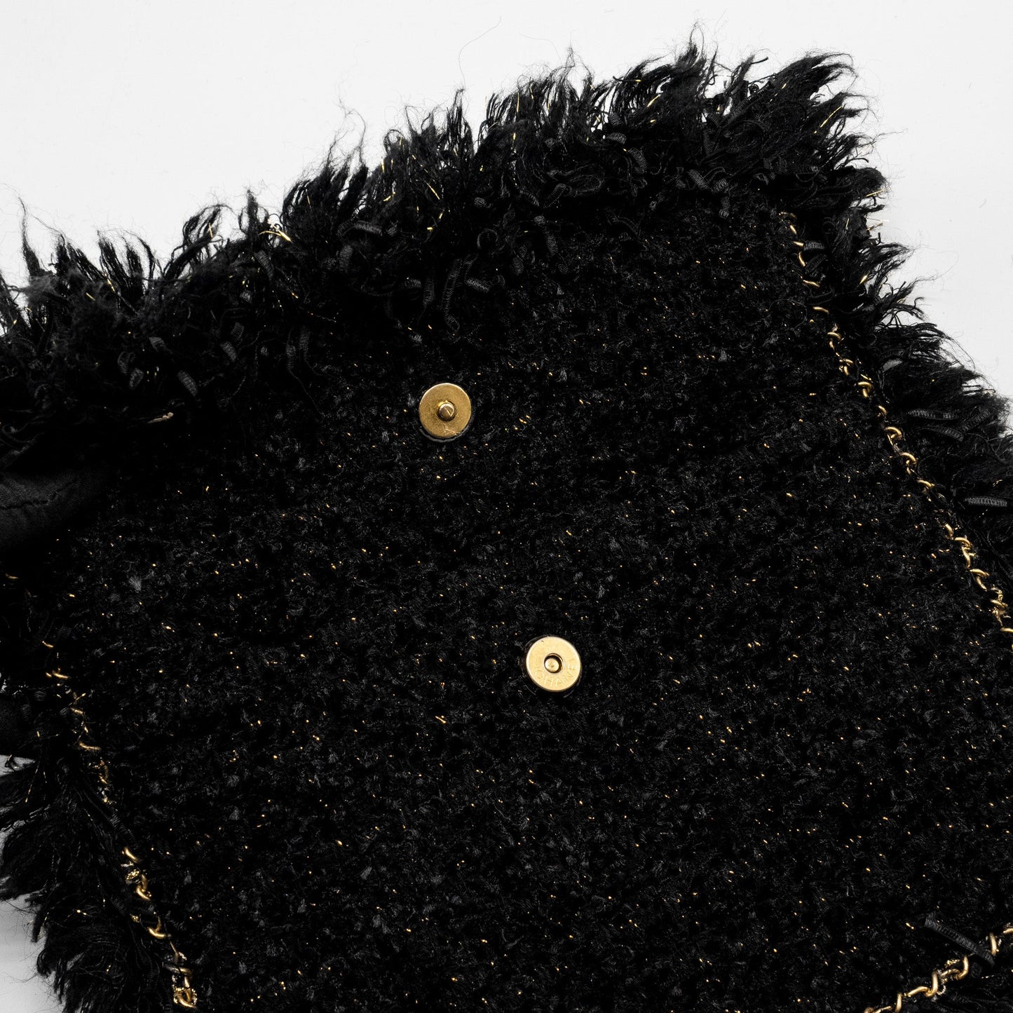 Chanel Fringe Paris Cosmopolite Clutch Tweed Black