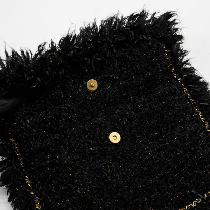 Chanel Fringe Paris Cosmopolite Clutch Tweed Black