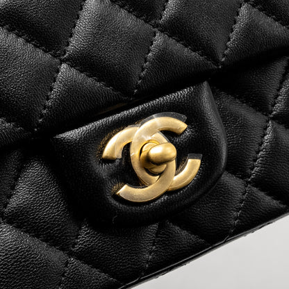 Chanel 24k Pearl Crush Mini Rectangular Flap Bag Shiny Lambskin Black  (Microchip)