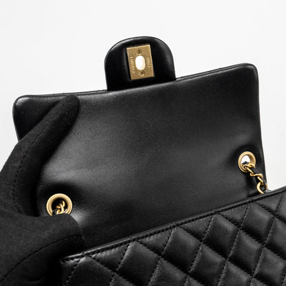 Chanel 24k Pearl Crush Mini Rectangular Flap Bag Shiny Lambskin Black  (Microchip)
