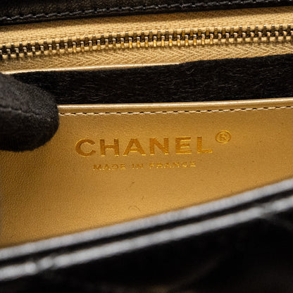 Chanel 24k Pearl Crush Mini Rectangular Flap Bag Shiny Lambskin Black  (Microchip)
