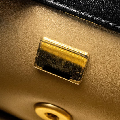 Chanel 24k Pearl Crush Mini Rectangular Flap Bag Shiny Lambskin Black  (Microchip)