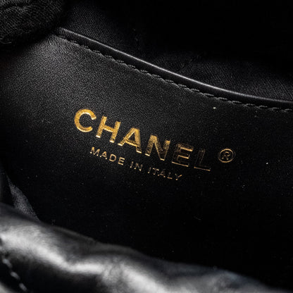 Chanel 23K Mini 22 Bag Shiny Calfskin Black  (Microchip)