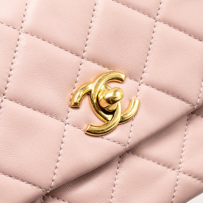 Chanel 22b Flap Bag with Gem Chain Lambskin Dust Pink  (microchip)
