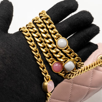 Chanel 22b Flap Bag with Gem Chain Lambskin Dust Pink  (microchip)