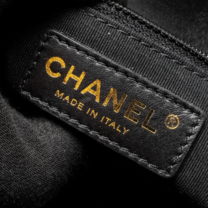 Chanel Mini Coco CC Logo Quilted Flap Bag Lambskin Black  (Microchip)