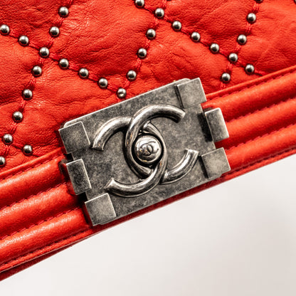 Chanel Medium Boy bag lambskin red ruthenium