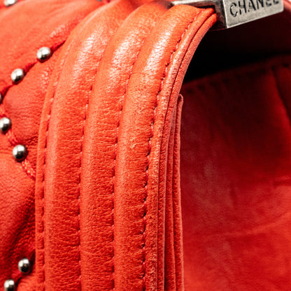 Chanel Medium Boy bag lambskin red ruthenium