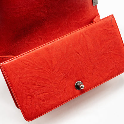 Chanel Medium Boy bag lambskin red ruthenium