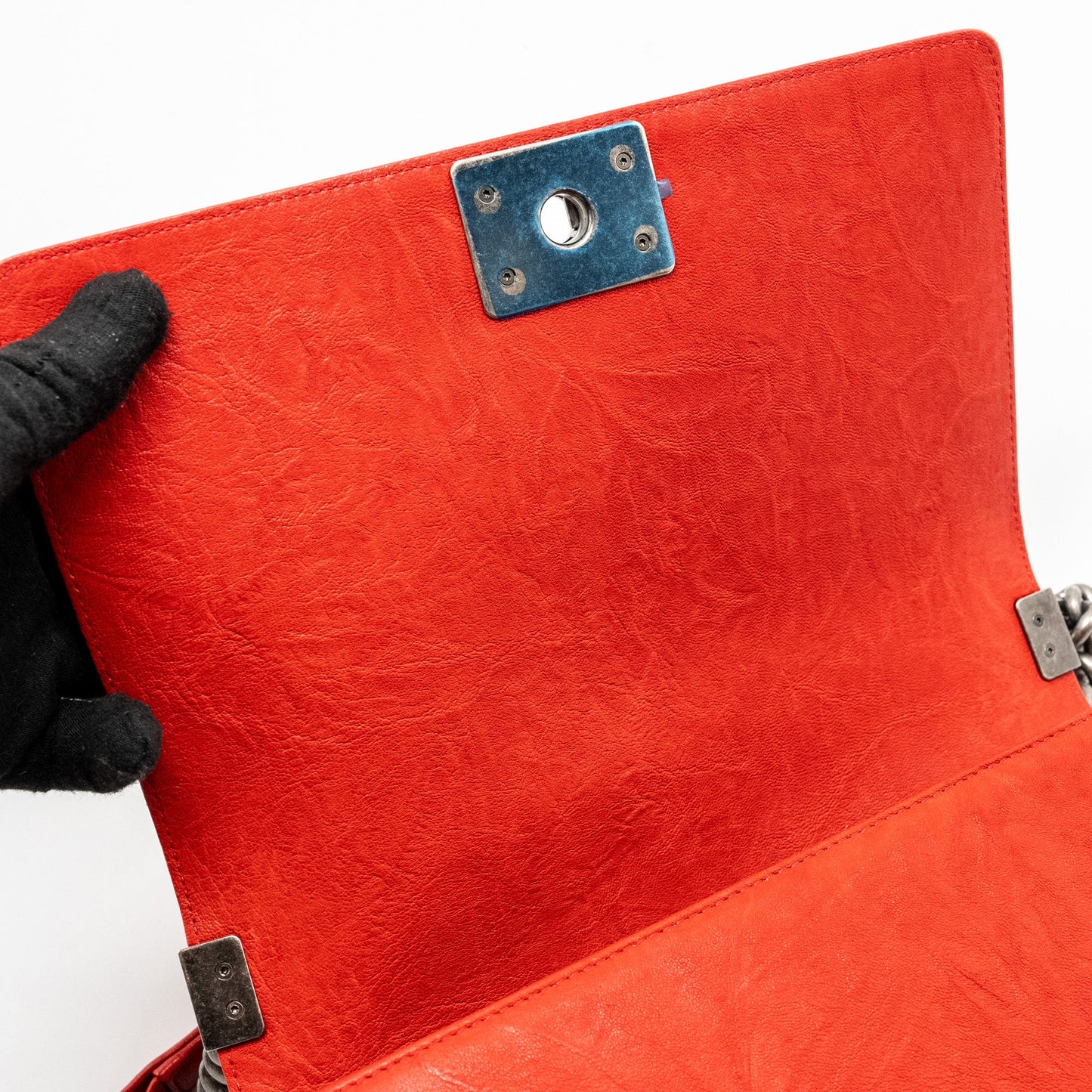 Chanel Medium Boy bag lambskin red ruthenium