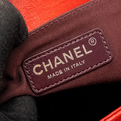 Chanel Medium Boy bag lambskin red ruthenium