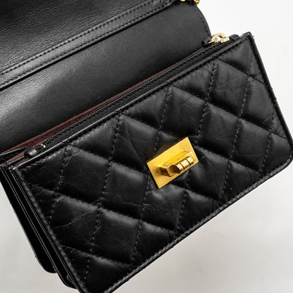 CHANEL Mini 2.55 Reissue Wallet On Chain Aged Calfskin Black  (Microchip)