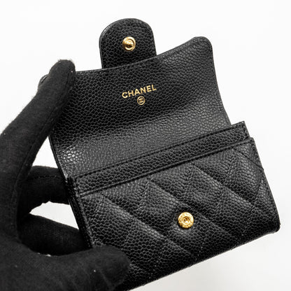Chanel Classic Flap Card Holder CAVIAR BLACK  (Microchip)