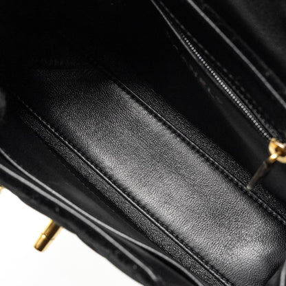 Chanel 24a Mini Shopping Tote/Mini Kelly Velvet Black  (microchip)