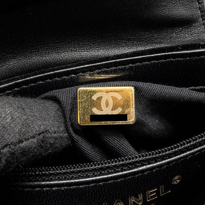 Chanel 24a Mini Shopping Tote/Mini Kelly Velvet Black  (microchip)