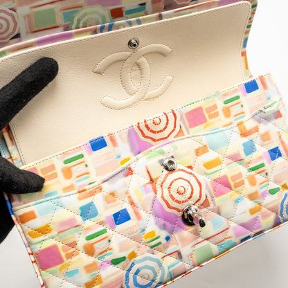Chanel Medium Double Flap Bag Umbrella Rainbow Print Calfskin Multicolour